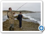  The club holds regular saltwater trips. Here, two members are hooked up to solid Browns Beach Salmon.
